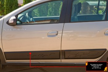1 359 р. Молдинг двери RA (передний левый)  Renault Sandero  (B8) - Sandero Stepway  (B8) (Глянец, Неокрашенный)  с доставкой в г. Калуга. Увеличить фотографию 1