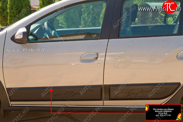 1 359 р. Молдинг двери RA (передний левый)  Renault Sandero  (B8) - Sandero Stepway  (B8) (Глянец, Неокрашенный)  с доставкой в г. Калуга