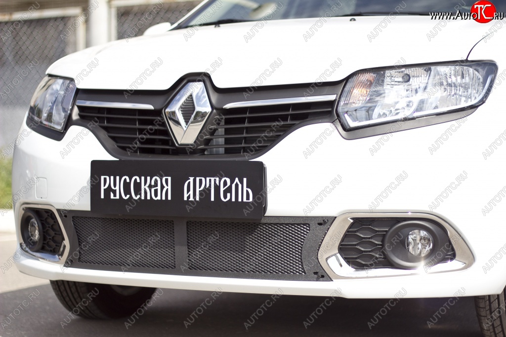 2 099 р. Защитная сетка решетки переднего бампера РА Renault Sandero (B8) дорестайлинг (2014-2018)  с доставкой в г. Калуга