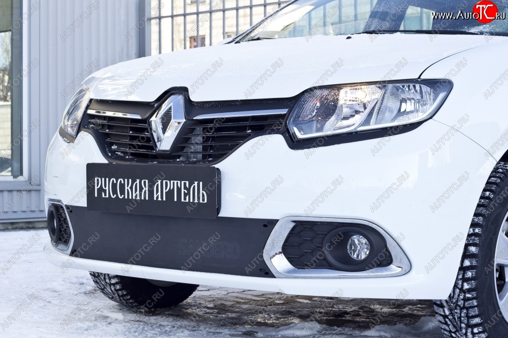1 129 р. Зимняя заглушка решетки переднего бампера РА  Renault Sandero  (B8) (2014-2018)  с доставкой в г. Калуга