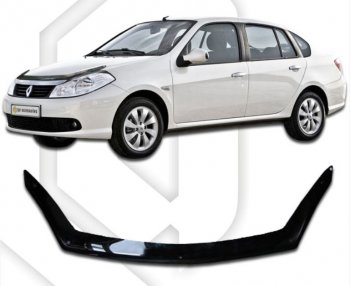 2 259 р. Дефлектор капота CA-Plastic  Renault Symbol  седан (2008-2012) (Classic черный, Без надписи)  с доставкой в г. Калуга. Увеличить фотографию 1