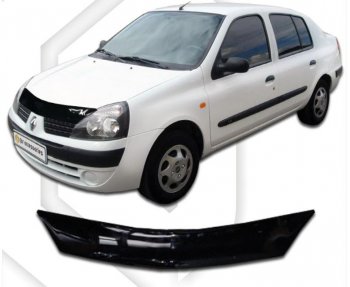 1 989 р. Дефлектор капота CA-Plastic  Renault Symbol  седан (2006-2008) (Classic черный, Без надписи)  с доставкой в г. Калуга. Увеличить фотографию 1