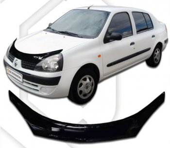 2 349 р. Дефлектор капота CA-Plastiс exclusive  Renault Symbol  седан (2006-2008) (Classic черный, Без надписи)  с доставкой в г. Калуга. Увеличить фотографию 1