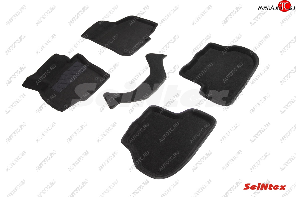 4 999 р. Комплект 3D ковриков в салон (ворсовые / чёрные) Seintex Seat Leon 1P хэтчбэк 5 дв. дорестайлинг (2005-2009)  с доставкой в г. Калуга