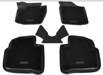 Комплект комбинированых ковриков в салон с повышенной износостойкостью Unidec (полиуретан, текстиль) Seat Toledo седан (2011-2018)  (Черный)