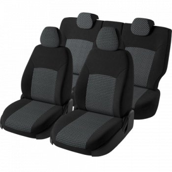 6 499 р. Чехлы сидений Lord Autofashion Дублин (жаккард, 60/40, раздельное заднее сиденье, 3Г-образ. подголовника)  Chevrolet Aveo ( T200,  T250) (2002-2011) (Чёрный, зигзаг)  с доставкой в г. Калуга. Увеличить фотографию 2