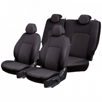 5 299 р. Чехлы сидений Lord Autofashion Дублин (жаккард, 60/40, раздельное заднее сиденье и спинка, 2Г-образ. подголовника)  Ford Focus  2 (2004-2011) (Чёрный, стежок серый)  с доставкой в г. Калуга. Увеличить фотографию 3