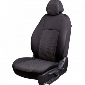 5 299 р. Чехлы сидений Lord Autofashion Дублин (жаккард, 60/40, раздельное заднее сиденье и спинка, 2Г-образ. подголовника)  Ford Focus  2 (2004-2011) (Чёрный, стежок серый)  с доставкой в г. Калуга. Увеличить фотографию 1