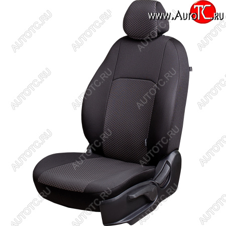 5 299 р. Чехлы сидений Lord Autofashion Дублин (жаккард, 60/40, раздельное заднее сиденье и спинка, 2Г-образ. подголовника)  Ford Focus  2 (2004-2011) (Чёрный, стежок серый)  с доставкой в г. Калуга