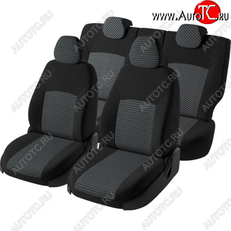 5 299 р. Чехлы сидений Lord Autofashion Дублин (жаккард, 60/40, раздельное заднее сиденье и спинка, 2Г-образ. подголовника)  Ford Focus  2 (2004-2011) (Чёрный, зигзаг)  с доставкой в г. Калуга