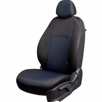 Чехлы сидений Lord Autofashion Дублин (жаккард, 60/40, раздельное заднее сиденье и спинка, 2П+1Г-образ. подголовника) Honda CR-V RM1,RM3,RM4 дорестайлинг (2012-2015)  (Чёрный, Ёж синий)