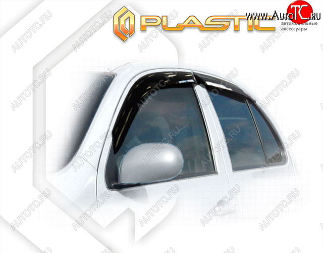 1 989 р. Ветровики дверей CA-Plastic  Nissan March  3 K12 (2005-2007) (Classic полупрозрачный, Без хром. молдинга)  с доставкой в г. Калуга