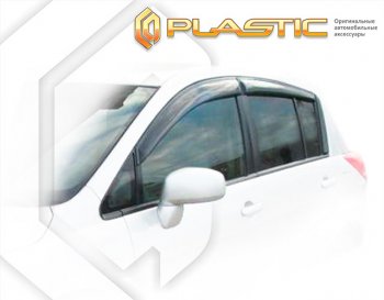 2 169 р. Ветровики дверей CA-Plastic  Nissan Tiida  1 хэтчбек (2007-2014) (Classic полупрозрачный, Без хром. молдинга)  с доставкой в г. Калуга. Увеличить фотографию 1