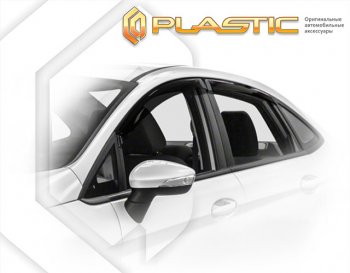 1 989 р. Ветровики дверей CA-Plastic Ford Fiesta 6 седан рестайлинг (2012-2019) (Classic полупрозрачный, Без хром. молдинга)  с доставкой в г. Калуга. Увеличить фотографию 1