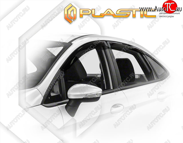 1 989 р. Ветровики дверей CA-Plastic Ford Fiesta 6 седан рестайлинг (2012-2019) (Classic полупрозрачный, Без хром. молдинга)  с доставкой в г. Калуга