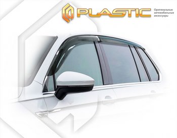 2 079 р. Ветровики дверей (на автомобилей без опции хром-пакет) CA-Plastic  Volkswagen Tiguan  Mk2 (2016-2020) (Classic полупрозрачный, без хром. молдинга)  с доставкой в г. Калуга. Увеличить фотографию 1