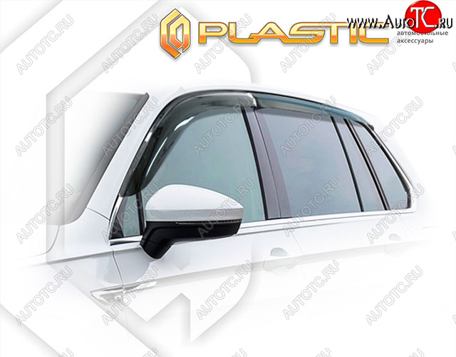 2 079 р. Ветровики дверей (на автомобилей без опции хром-пакет) CA-Plastic Volkswagen Tiguan Mk2 дорестайлинг (2016-2020) (Classic полупрозрачный, без хром. молдинга)  с доставкой в г. Калуга
