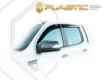 2 079 р. Ветровики дверей CA-Plastic  Ford Ranger  DoubleCab (2015-2021) (Classic полупрозрачный, Без хром. молдинга)  с доставкой в г. Калуга. Увеличить фотографию 1