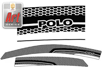 2 259 р. Ветровики дверей CA-Plastic  Volkswagen Polo  5 (2015-2020) (Серия Art белая, без хром. молдинга)  с доставкой в г. Калуга. Увеличить фотографию 1