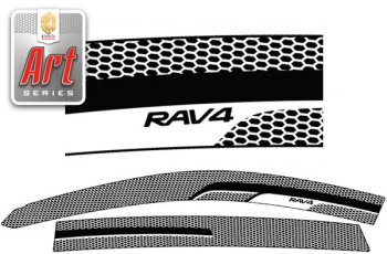 2 399 р. Ветровики дверей CA-Plastic  Toyota RAV4  XA40 (2015-2019) (Серия Art белая)  с доставкой в г. Калуга. Увеличить фотографию 1