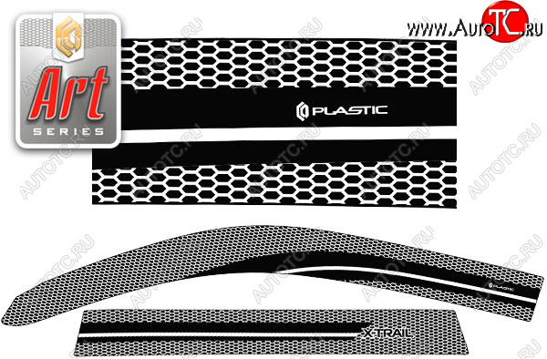 2 399 р. Ветровики дверей CA-Plastic  Nissan X-trail  2 T31 (2007-2011) (Серия Art черная, без хром. молдинга)  с доставкой в г. Калуга
