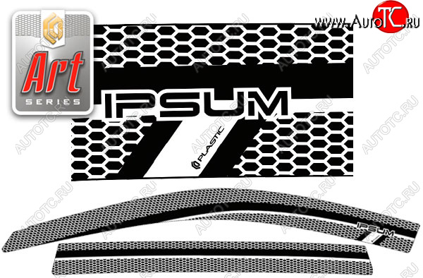 2 349 р. Ветровики дверей CA-Plastic  Toyota Ipsum  SXM10 (1998-2001) (Серия Art черная, без хром. молдинга, крепление скотч)  с доставкой в г. Калуга