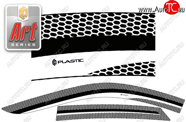 2 259 р. Ветровики дверей CA-Plastic  Лада Гранта  FL 2191 лифтбэк (2018-2024) (Серия Art черная, без хром. молдинга)  с доставкой в г. Калуга