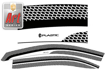 2 349 р. Ветровики дверей CA-Plastic  Skoda Rapid  MK2 (2019-2024) (Серия Art черная)  с доставкой в г. Калуга. Увеличить фотографию 1