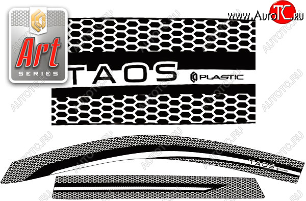 2 259 р. Ветровики дверей CA-Plastic  Volkswagen Taos (2020-2022) (Серия Art черная, без хром. молдинга)  с доставкой в г. Калуга