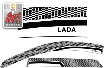 2 259 р. Ветровики дверей CA-Plastic  Лада Гранта  FL 2190 седан (2018-2024) (Серия Art серебро, без хром. молдинга)  с доставкой в г. Калуга. Увеличить фотографию 1