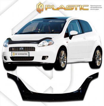 2 799 р. Дефлектор капота (exclusive) CA-Plastic  Fiat Punto  199 (2005-2012) (Classic чёрный, Без надписи)  с доставкой в г. Калуга. Увеличить фотографию 1