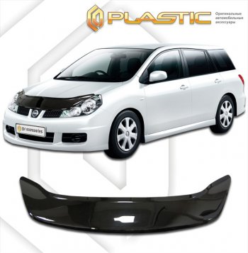 2 349 р. Дефлектор капота (exclusive) CA-Plastic  Nissan Wingroad  3 Y12 (2005-2018) (Classic чёрный, Без надписи)  с доставкой в г. Калуга. Увеличить фотографию 1