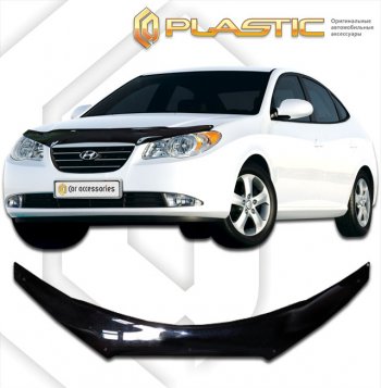 2 349 р. Дефлектор капота (exclusive) CA-Plastic  Hyundai Avante (2006-2010) (Classic чёрный, Без надписи)  с доставкой в г. Калуга. Увеличить фотографию 1