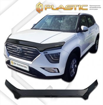 2 599 р. Дефлектор капота (exclusive) CA-Plastic  Hyundai Creta  SU (2021-2024) (Classic чёрный, Без надписи)  с доставкой в г. Калуга. Увеличить фотографию 1