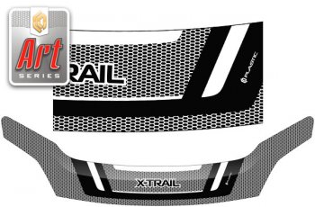 2 799 р. Дефлектор капота CA-Plastic Exclusive  Nissan X-trail  2 T31 (2007-2011) (Art белая)  с доставкой в г. Калуга. Увеличить фотографию 1