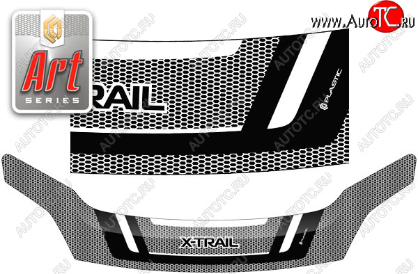 2 799 р. Дефлектор капота CA-Plastic Exclusive  Nissan X-trail  2 T31 (2007-2011) (Art белая)  с доставкой в г. Калуга