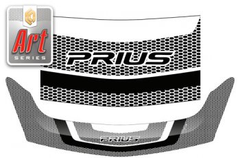 3 069 р. Дефлектор капота (правый руль) Art белая  Toyota Prius  XW20 (2003-2011) (Art белая)  с доставкой в г. Калуга. Увеличить фотографию 1