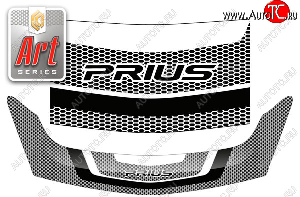 3 069 р. Дефлектор капота (правый руль) Art белая  Toyota Prius  XW20 (2003-2011) (Art белая)  с доставкой в г. Калуга
