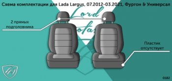 3 599 р. Чехлы сидений Lord Autofashion Дублин (жаккард, 2 места, с подголовниками)  Лада Ларгус (2012-2021) дорестайлинг R90 (Чёрный, Ёж белый)  с доставкой в г. Калуга. Увеличить фотографию 2