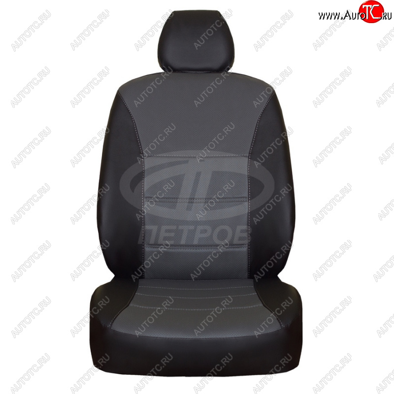 4 749 р. Чехлы сидений (экокожа, 2/3 airbag) ПЕТРОВ Орегон Nissan Terrano D10 рестайлинг (2016-2022) (черный/серый)  с доставкой в г. Калуга