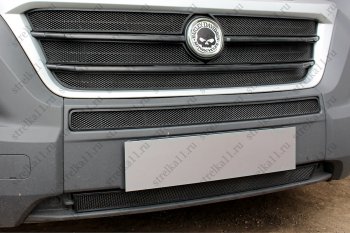 6 349 р. Защитная сетка в бампер (ячейка 3х7 мм, 5 частей) Alfeco Стандарт Fiat Ducato 290 (2014-2024) (Чёрная)  с доставкой в г. Калуга. Увеличить фотографию 5