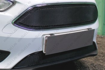 3 999 р. Защитная сетка в бампер (ячейка 4х10 мм, нижняя часть) Alfeco Премиум Ford Focus 3 седан рестайлинг (2014-2019) (Чёрная)  с доставкой в г. Калуга. Увеличить фотографию 4