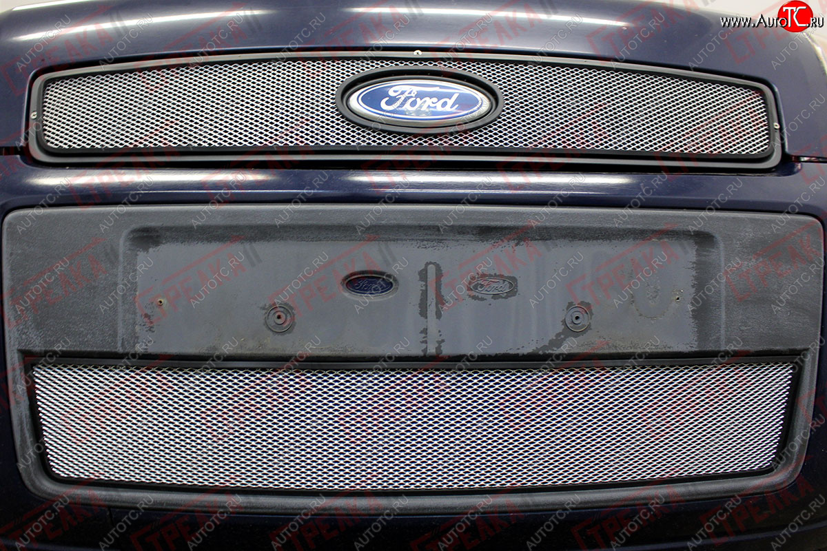 3 099 р. Защитная сетка радиатора в бампер (ячейка 3х7 мм) Стрелка11 Стандарт  Ford Fusion  1 (2005-2012) (хром)  с доставкой в г. Калуга