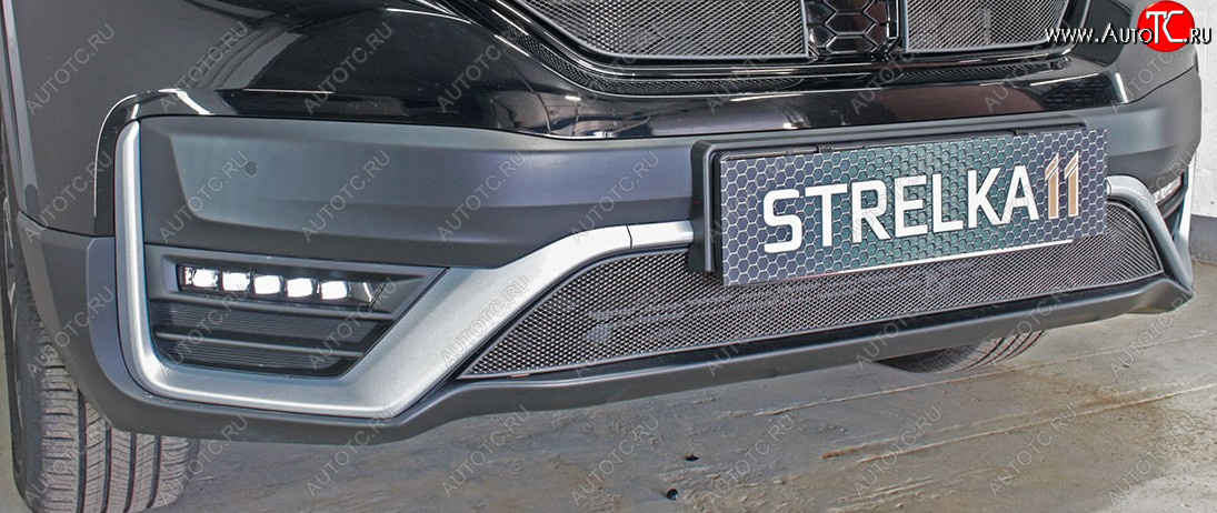 3 079 р. Защитная сетка радиатора в бампер (ячейка 3х7 мм) Стрелка11 Стандарт  Honda CR-V  RW,RT (2019-2024) (черная)  с доставкой в г. Калуга