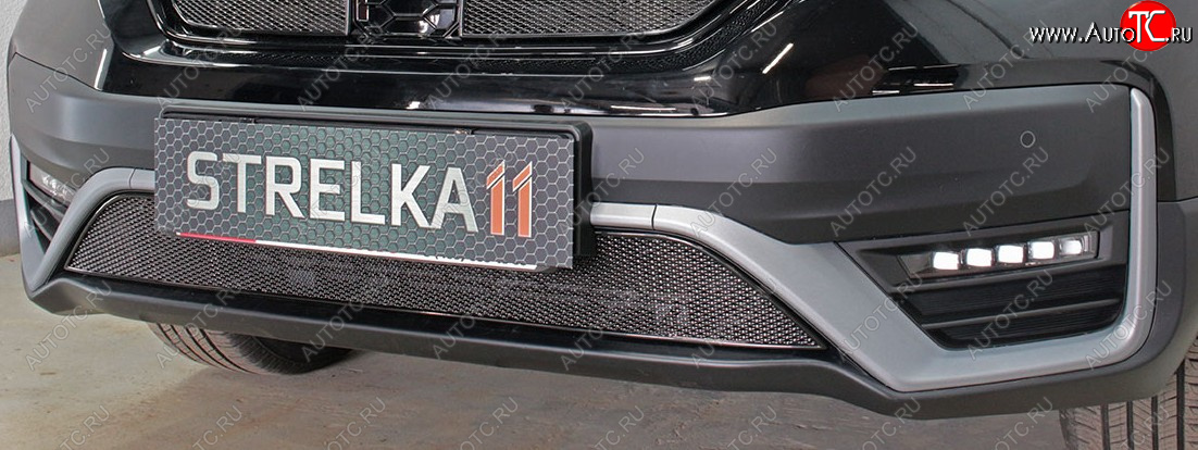 4 099 р. Защитная сетка радиатора в бампер (ячейка 4х10 мм, низ) Стрелка11 Премиум Honda CR-V RW,RT рестайлинг (2019-2024) (черная)  с доставкой в г. Калуга