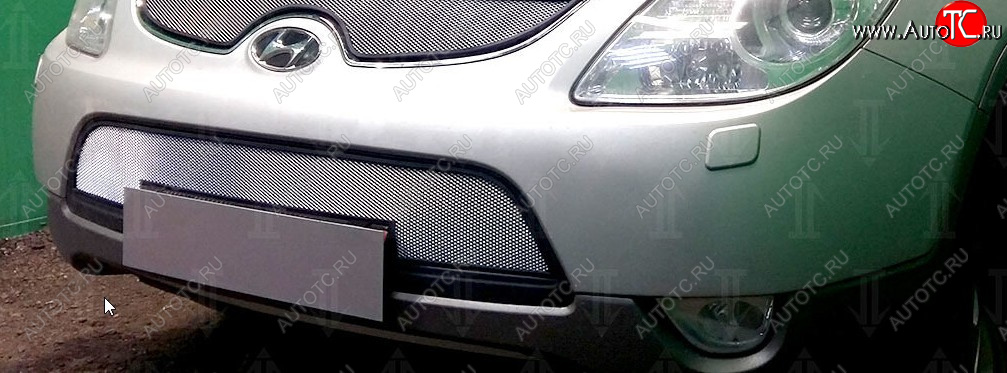 3 399 р. Защитная сетка радиатора в бампер (ячейка 3х7 мм, верх) Стрелка11 Стандарт  Hyundai IX55 (2008-2012) (хром)  с доставкой в г. Калуга