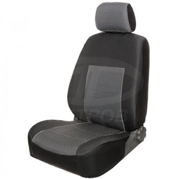 Чехлы сидений (экокожа-жаккард, 2/3, без airbag) Петров К1 Renault Sandero (B8) дорестайлинг (2014-2018)  (Черный)