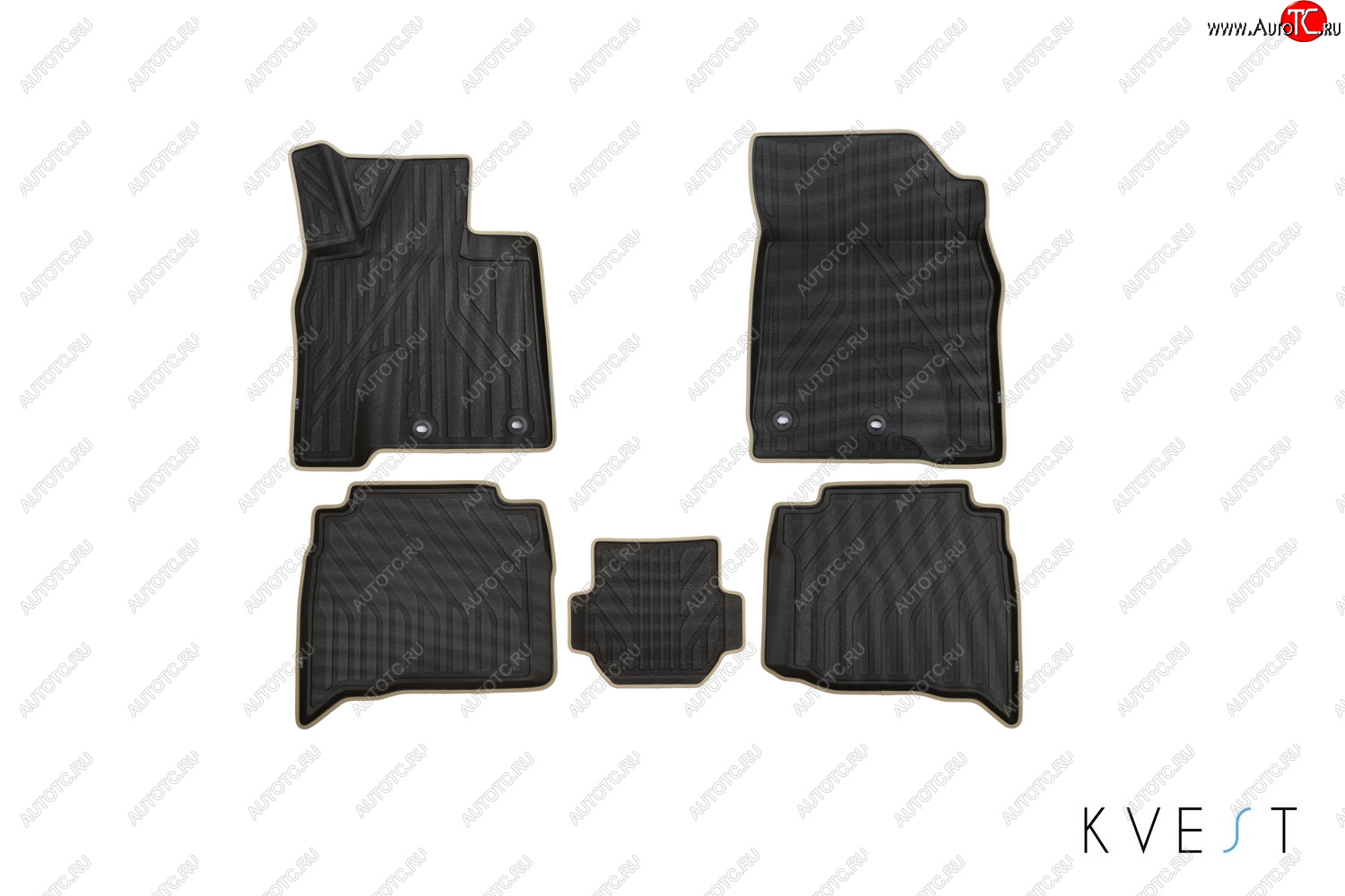 5 999 р. Комплект ковриков в салон Kvest 3D (полистар основа - чёрная. кант - бежевый) Lexus LX 450d J200 (2015-2024)  с доставкой в г. Калуга