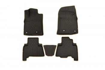 Комплект ковриков в салон Kvest 3D (полистар основа - чёрная. кант - бежевый) Lexus GX 460 2 J150 2-ой рестайлинг (2019-2024)