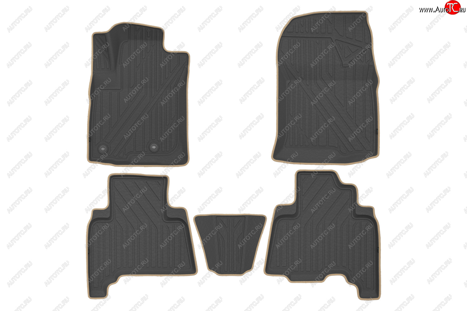 5 999 р. Комплект ковриков в салон Kvest 3D (полистар, основа - чёрная, кант - бежевый) Toyota Land Cruiser Prado J150 1-ый рестайлинг (2013-2017)  с доставкой в г. Калуга